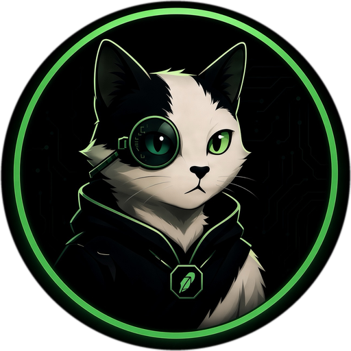 The cashcat.bot mark: a tuxedo cat in a hoodie wearing a data monocle.